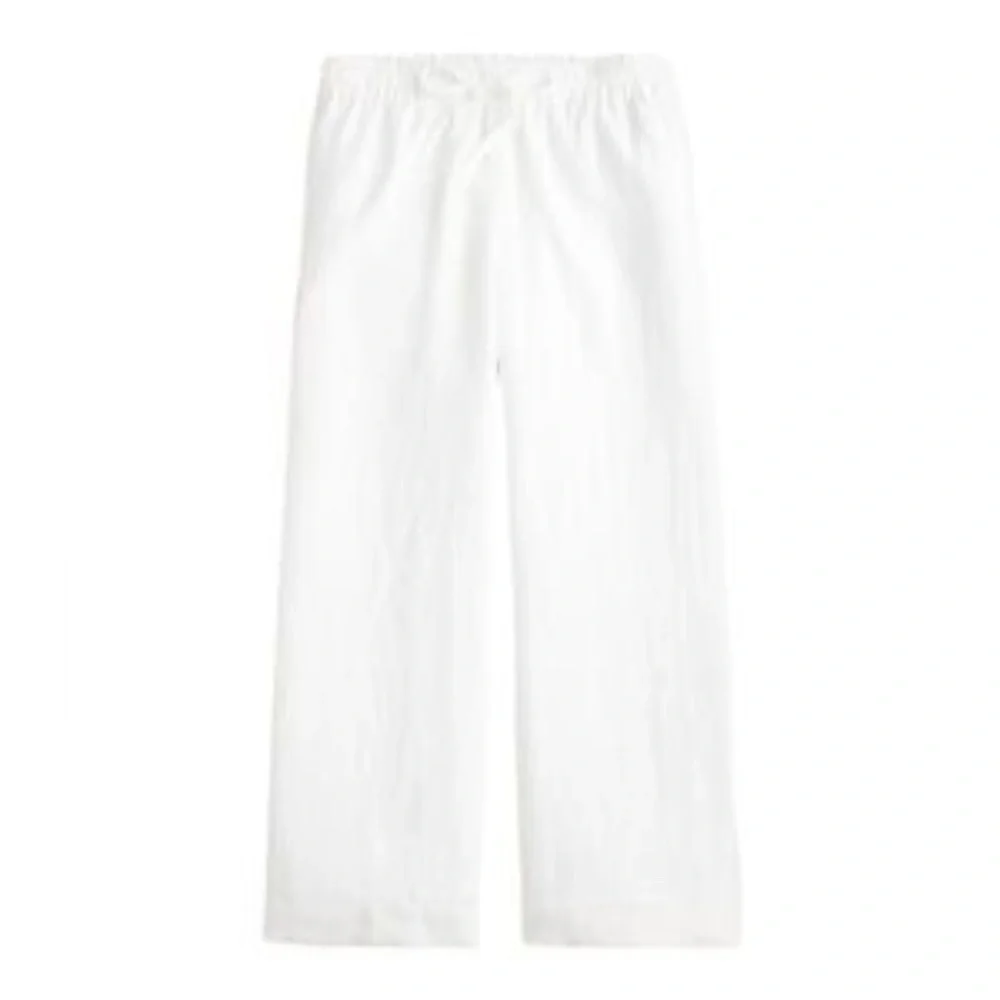 Athleta Bali Cropped Wide Leg White Linen Pants Size 6 - Picture 2 of 8